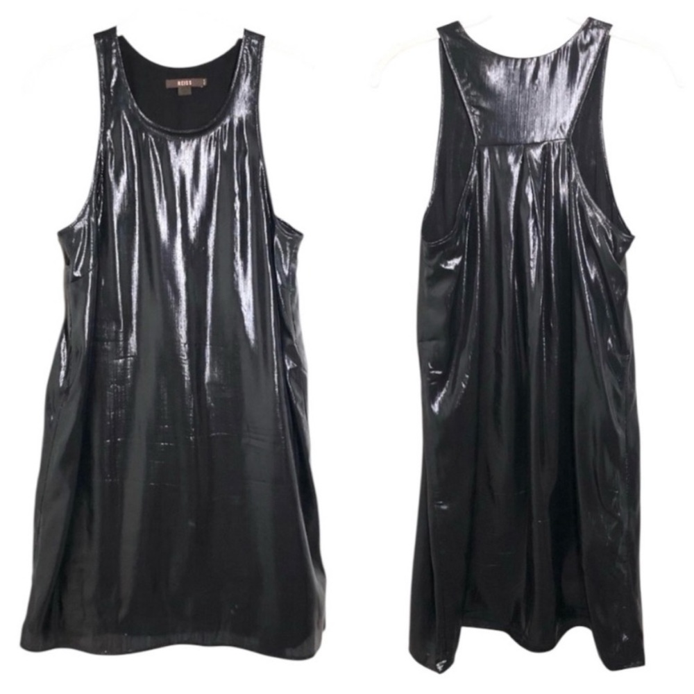 Reiss Joyenne Silk Shimmer Racerback Black Dress Size 4